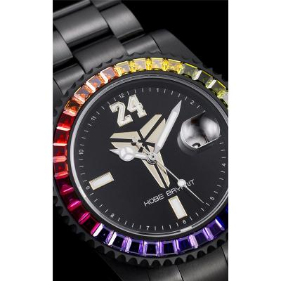 TWF Submariner Blaken Kobe Bryant A2836 Automatic Mens Watch Rainbow Diamond Bezel PVD All Black SS Bracelet