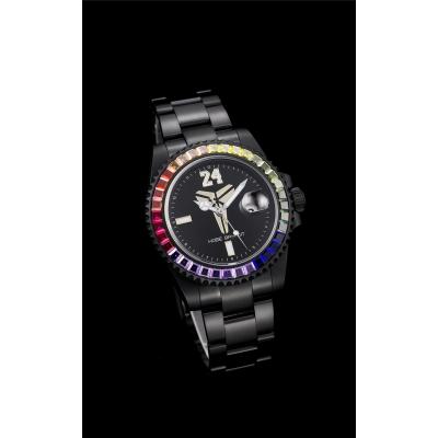 TWF Submariner Blaken Kobe Bryant A2836 Automatic Mens Watch Rainbow Diamond Bezel PVD All Black SS Bracelet