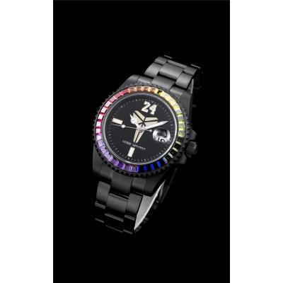 TWF Submariner Blaken Kobe Bryant A2836 Automatic Mens Watch Rainbow Diamond Bezel PVD All Black SS Bracelet