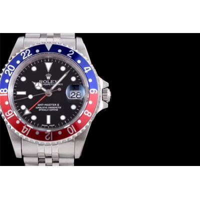 TWF GMT-Master 16710 A2836 Automatic Red Blue Ceramics Bezel Pepsi Mens Watch Black Dial Jubilee Retro Edition