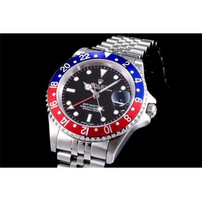 TWF GMT-Master 16710 A2836 Automatic Red Blue Ceramics Bezel Pepsi Mens Watch Black Dial Jubilee Retro Edition