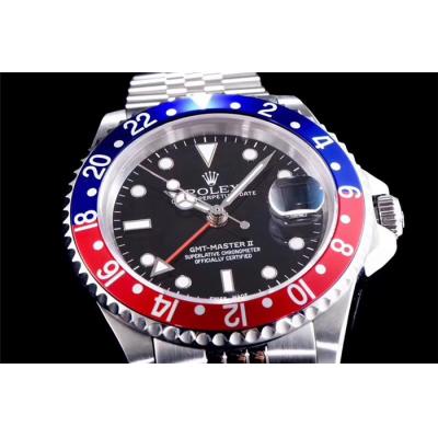 TWF GMT-Master 16710 A2836 Automatic Red Blue Ceramics Bezel Pepsi Mens Watch Black Dial Jubilee Retro Edition