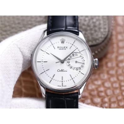 TWF Cellini Date 50519 A3165 Automatic Unisex Watch White Dial Sticks Black Leather Strap Best Edition