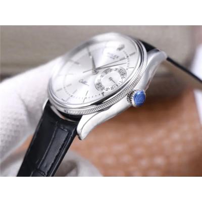 TWF Cellini Date 50519 A3165 Automatic Unisex Watch White Dial Sticks Black Leather Strap Best Edition