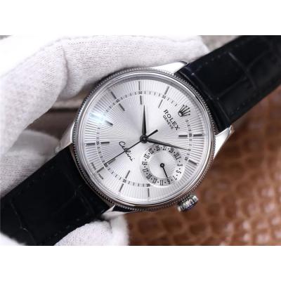 TWF Cellini Date 50519 A3165 Automatic Unisex Watch White Dial Sticks Black Leather Strap Best Edition