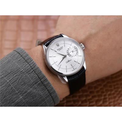 TWF Cellini Date 50519 A3165 Automatic Unisex Watch White Dial Sticks Black Leather Strap Best Edition