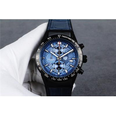 Replica Carrera Quartz chronograph Mens Watch skeleton Dial rubber strap