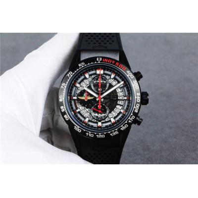 Replica Carrera Quartz chronograph Mens Watch skeleton Dial rubber strap