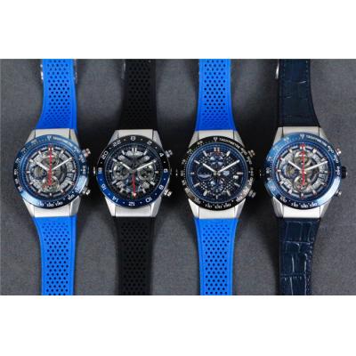 Replica Carrera Quartz chronograph Mens Watch skeleton Dial rubber strap