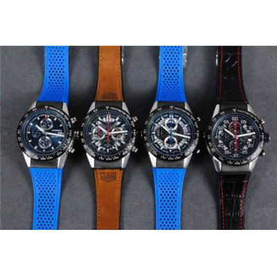 Replica Carrera Quartz chronograph Mens Watch skeleton Dial rubber strap