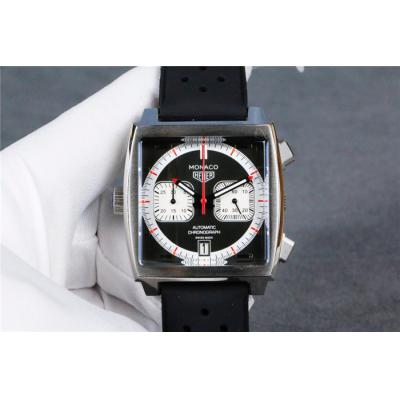 Replica Monaco Japan vk Quartz Mens Watch White Dial Rubber Strap