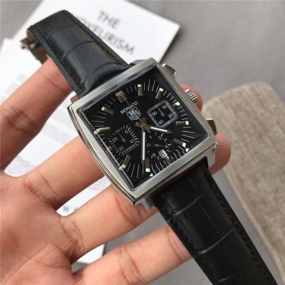 Replica Carrera  Japan Quartz​ chronograph​ Mens Watch Black Dial Leather Strap