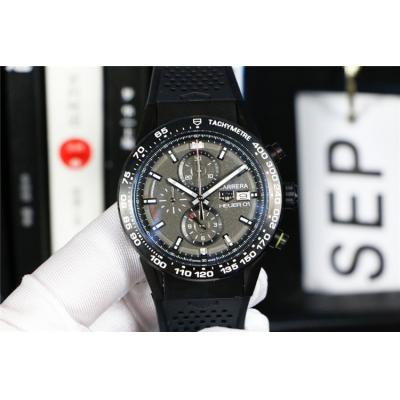 Replica Carrera  Japan Quartz​ chronograph​ Mens Watch Gray Dial Rubber Strap