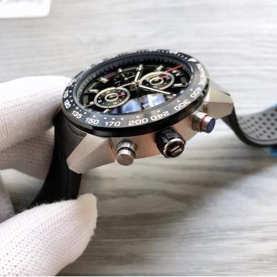 Replica Carrera  Japan Quartz​ chronograph​ Mens Watch Skeleton Dial  Rubber Strap