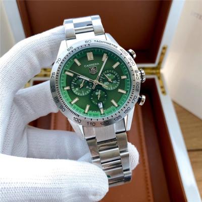 Replica Carrera Japan vk Quartz chronograph Mens Watch Green Dial Stainless steel C