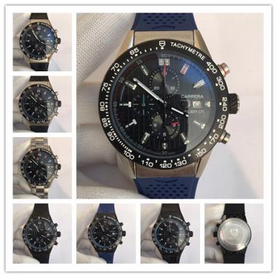 Replica Carrera Japan Quartz chronograph Mens Watch Black Dial Rubber Strap