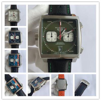 Replica Monaco Japan vk Quartz chronograph Mens Watch  Green Dial Leather Strap