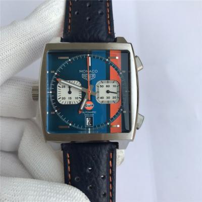 Replica Monaco Japan vk Quartz chronograph Mens Watch  Green Dial Leather Strap