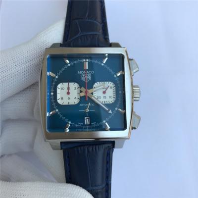 Replica Monaco Japan vk Quartz chronograph Mens Watch  Blue Dial Leather Strap A