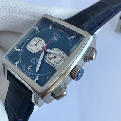 Replica Monaco Japan vk Quartz chronograph Mens Watch  Blue Dial Leather Strap A