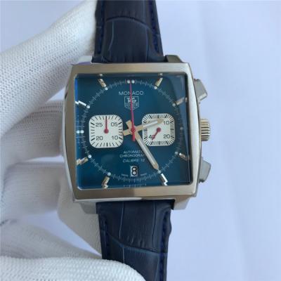 Replica Monaco Japan vk Quartz chronograph Mens Watch  Blue Dial Leather Strap A