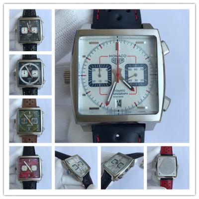 Replica Monaco Japan vk Quartz chronograph Mens Watch White Dial Leather Strap C