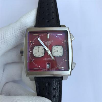 Replica Monaco Japan vk Quartz chronograph Mens Watch White Dial Leather Strap C