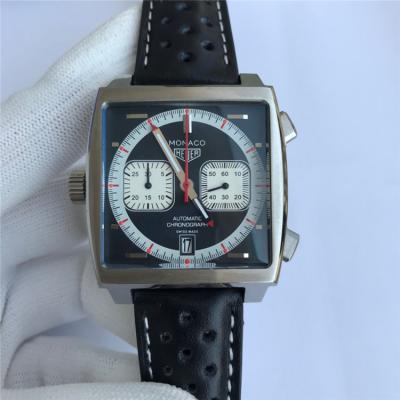 Replica Monaco Japan vk Quartz chronograph Mens Watch White Dial Leather Strap C