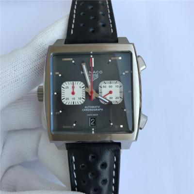 Replica Monaco Japan vk Quartz chronograph Mens Watch White Dial Leather Strap C