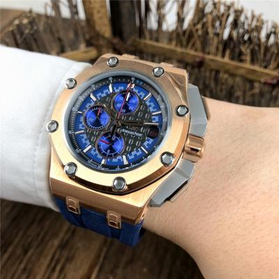 Royal Oak Offshore Japan  Quartz chronograph Mens Watch Blue Dial  Rubber Strap A   C07