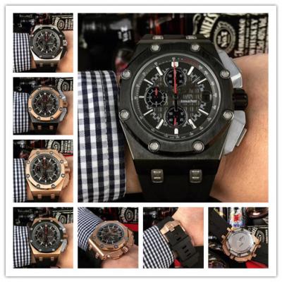 Royal Oak Japan Quartz chronograph Movement  Mens Watch  Black Dial Rubber Strap E17