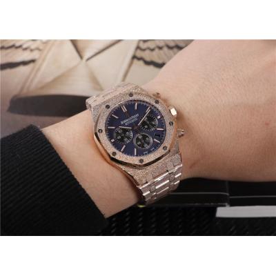 Royal Oak Japan  Quartz chronograph Mens Watch Blue Dial Frosted Gold B E30