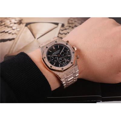 Royal Oak Japan  Quartz chronograph Mens Watch Black Dial Frosted Gold C E30