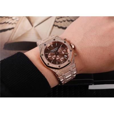 Royal Oak Japan  Quartz chronograph Mens Watch Black Dial Frosted Gold C E30