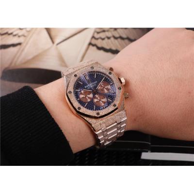 Royal Oak Japan  Quartz chronograph Mens Watch Black Dial Frosted Gold C E30