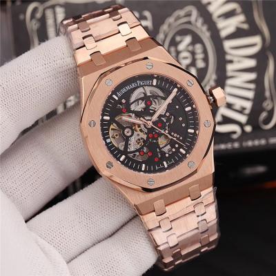 Replica  Royal Oak A21J Automatic Movement   Mens Watch White Dial Rose Gold E43