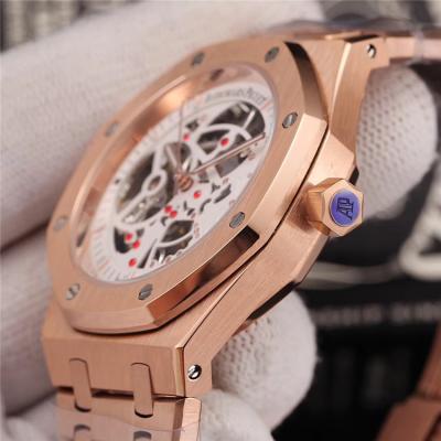 Replica  Royal Oak A21J Automatic Movement   Mens Watch White Dial Rose Gold E43