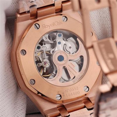 Replica  Royal Oak A21J Automatic Movement   Mens Watch White Dial Rose Gold E43