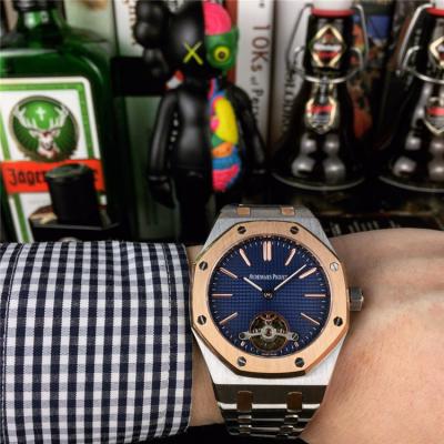 Replica  Royal Oak A21J Automatic Movement   Mens Watch Blue Dial Two Tone Rose Gold  B E47