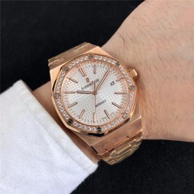 Replica  Royal Oak A21J Automatic Movement   Mens Watch Blue Dial Rose Gold A E51