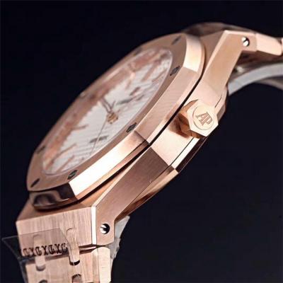 Replica  Royal Oak A3120 Automatic Movement   Mens Watch White Dial Rose Gold C E59