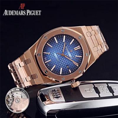 Replica  Royal Oak A3120 Automatic Movement   Mens Watch Blue Dial Rose Gold D E59