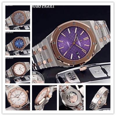 Replica  Royal Oak A3120 Automatic Movement   Mens Watch Purple Dial Two Tone Rose Gold E E59