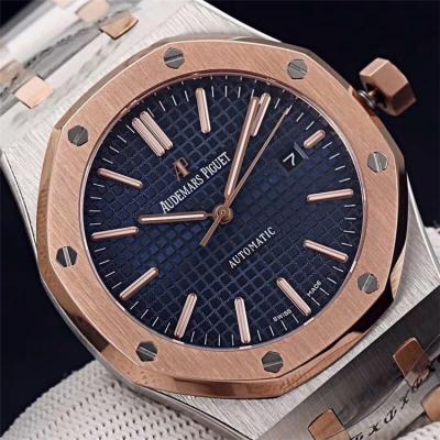 Replica  Royal Oak A3120 Automatic Movement   Mens Watch Blue Dial Two Tone Rose Gold F E59