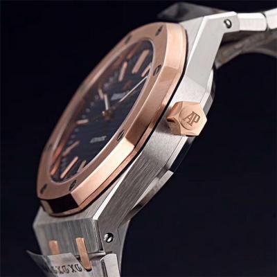 Replica  Royal Oak A3120 Automatic Movement   Mens Watch Blue Dial Two Tone Rose Gold F E59