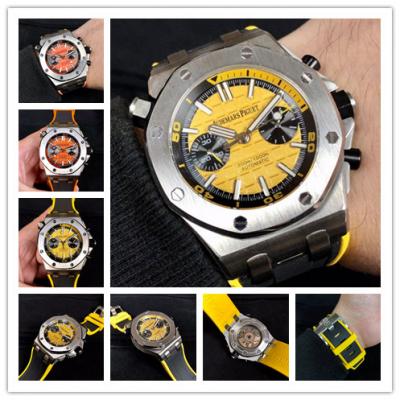 Replica  Royal Oak A21J Automatic Movement   Mens Watch Yellow Dial Rubber Strap E61