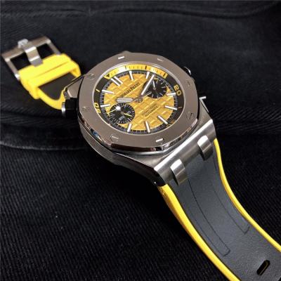 Replica  Royal Oak A21J Automatic Movement   Mens Watch Yellow Dial Rubber Strap E61