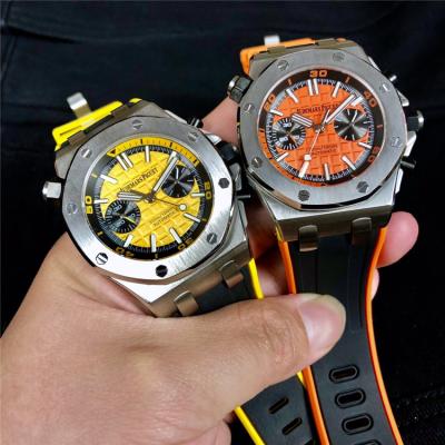 Replica  Royal Oak A21J Automatic Movement   Mens Watch Yellow Dial Rubber Strap E61