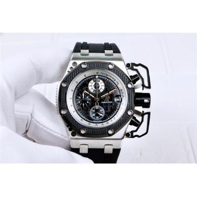 Replica  Royal Oak Japan Quartz chronograph Mens Watch White Dial  Rubber Strap E63