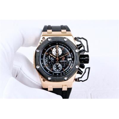 Replica  Royal Oak Japan Quartz chronograph Mens Watch White Dial  Rubber Strap E63